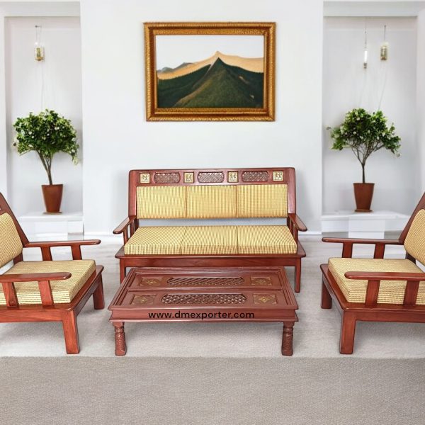 SOFA 5 SEATING WITH  BACK CUSHION & TRIBAL ART (DMESF04)