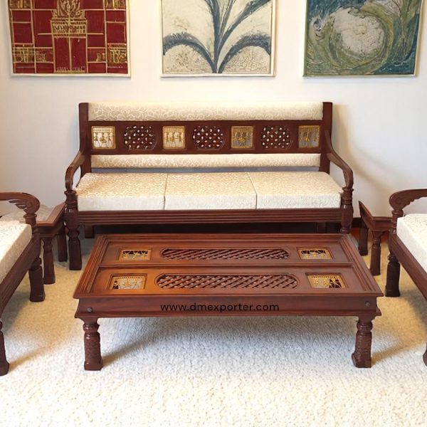 SOFA 5 SEATING 6X6 TRIBAL ART BACK CLOTH PATI,(DMESF05)